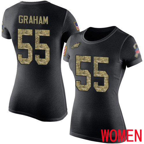 Women Philadelphia Eagles #55 Brandon Graham Black Camo Salute to Service NFL T Shirt->nfl t-shirts->Sports Accessory